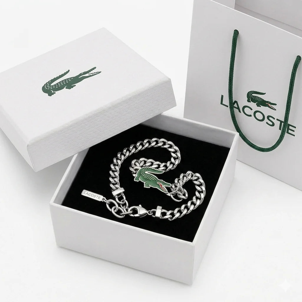 GOURMETTE LACOSTEE ARGENTE ( BOITE )