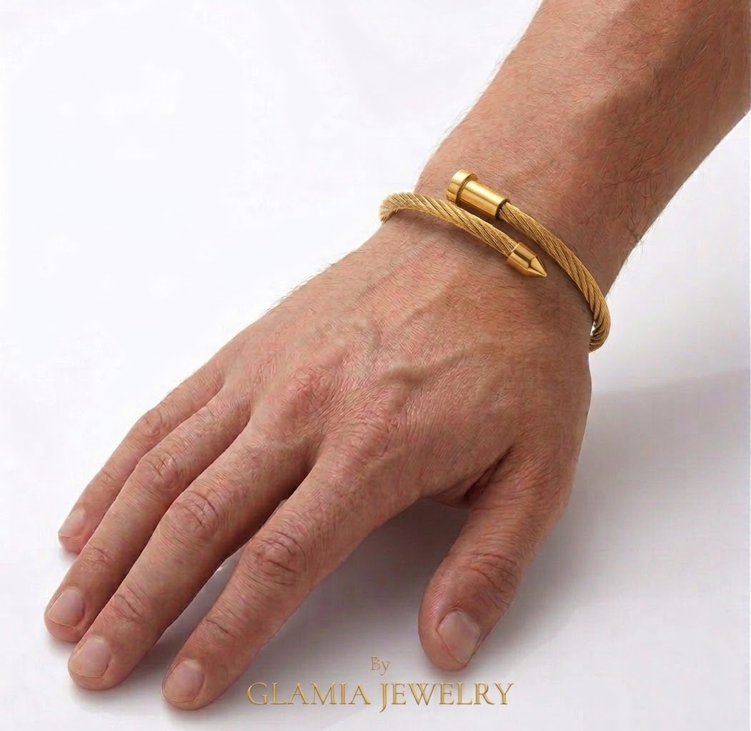 Bracelet clou cable gros doré (standard)