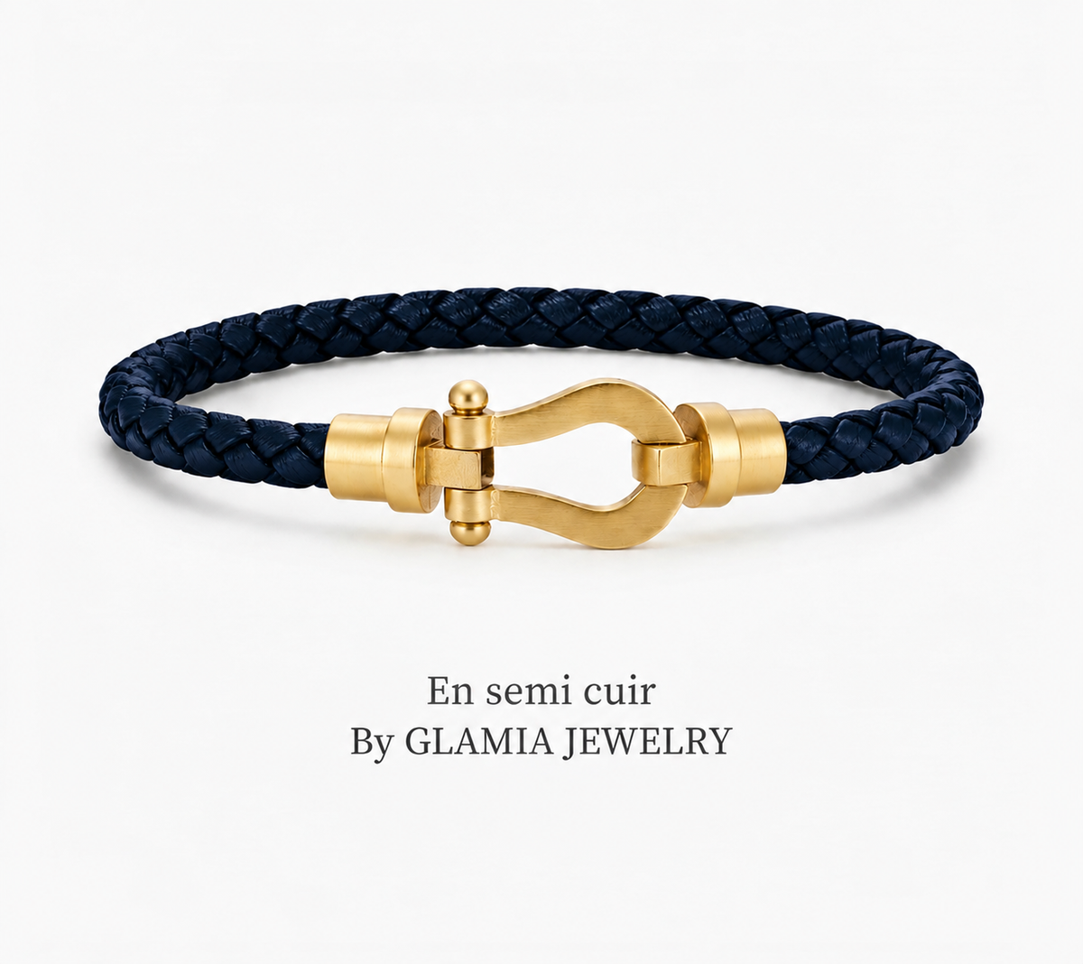 Bracelet frad semi cuir blue dore