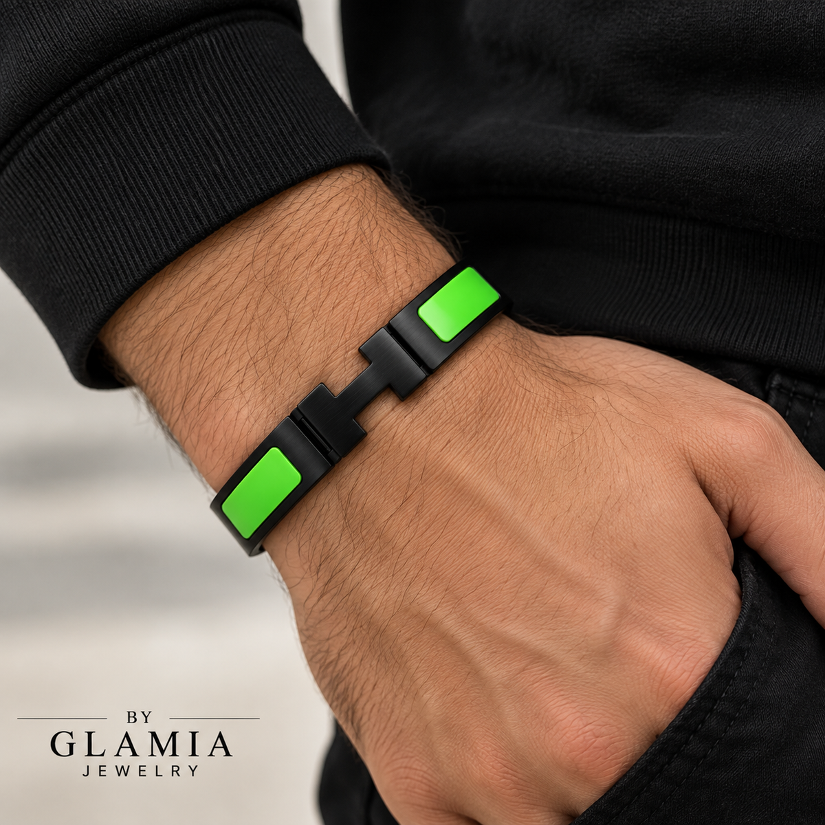 BRACELET HERMESS VERT ( BOITE )