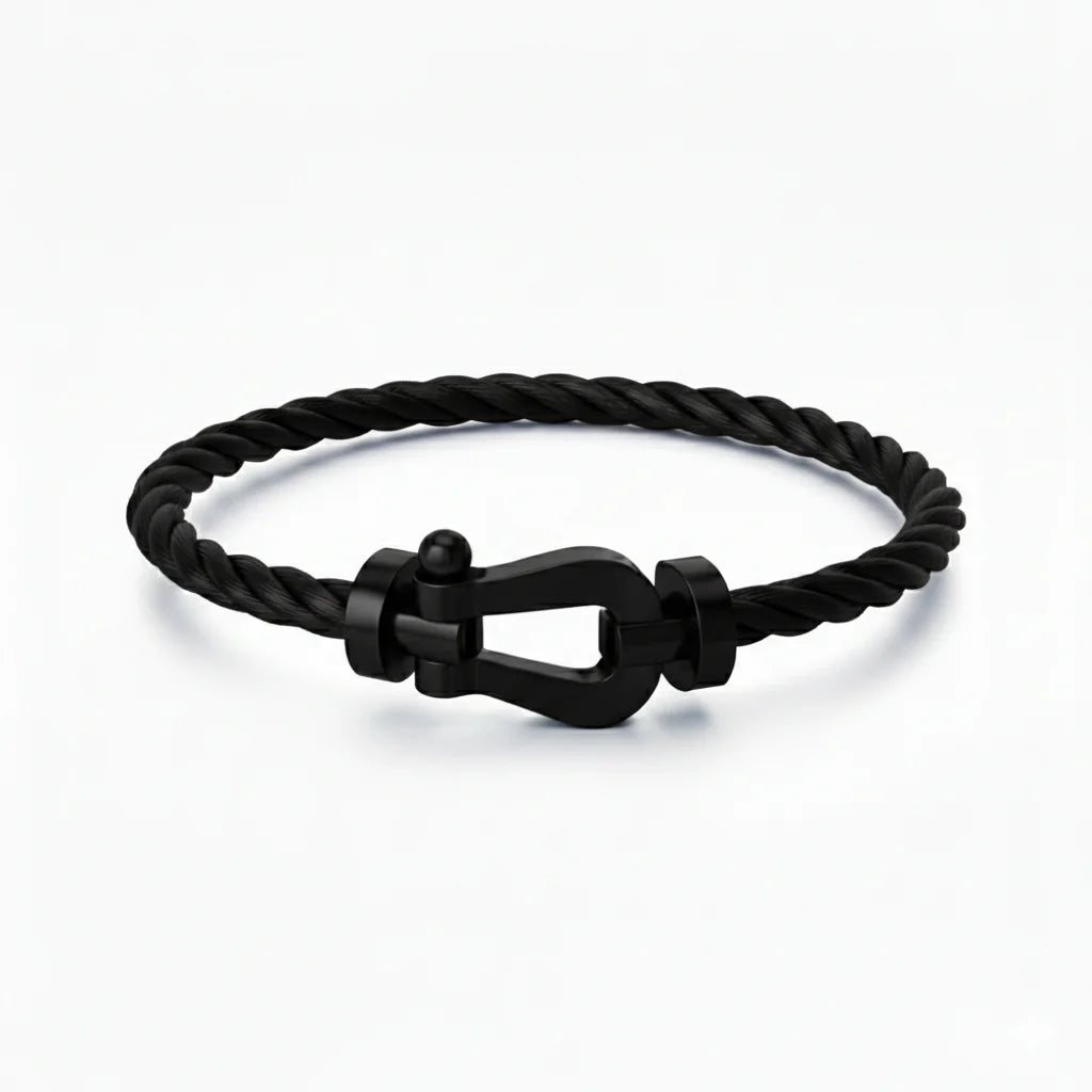 BRACELET CABLE NOIR ( FRAD)