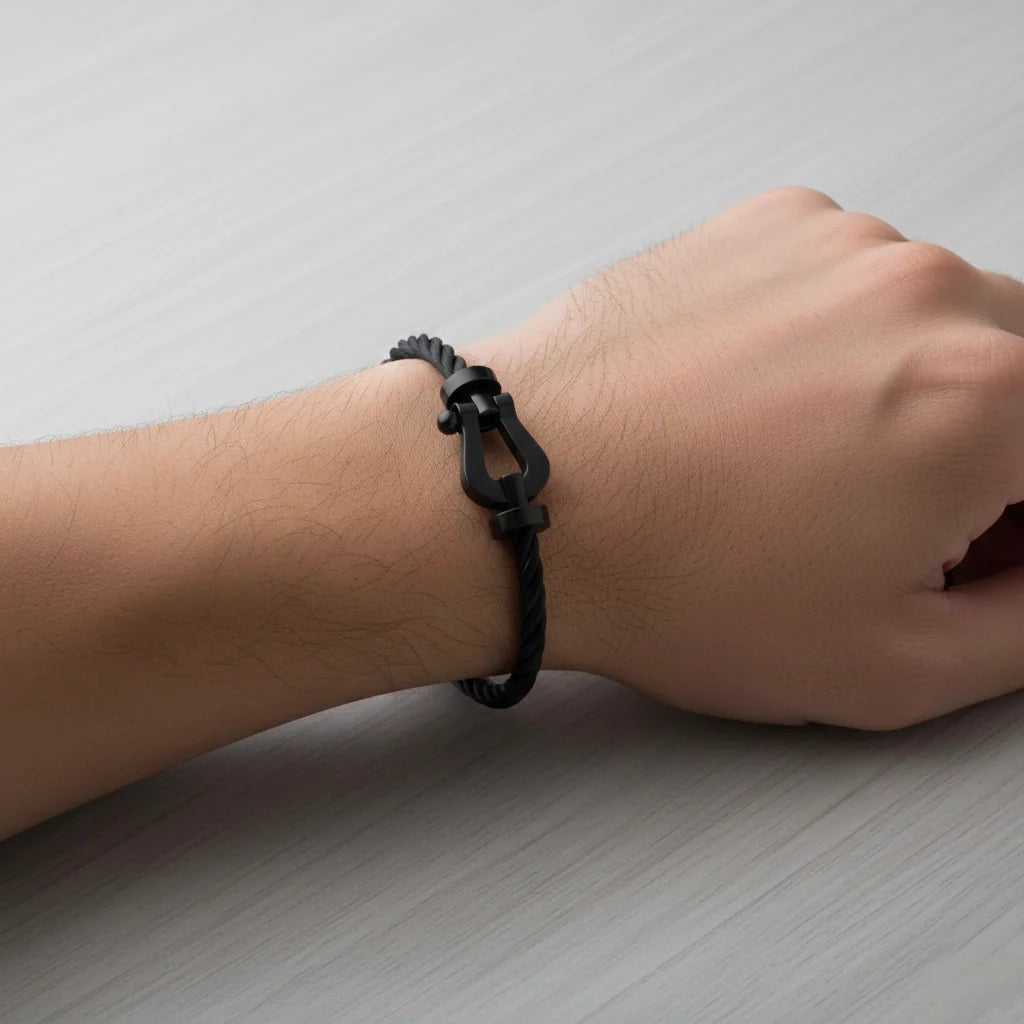 BRACELET CABLE NOIR ( FRAD)
