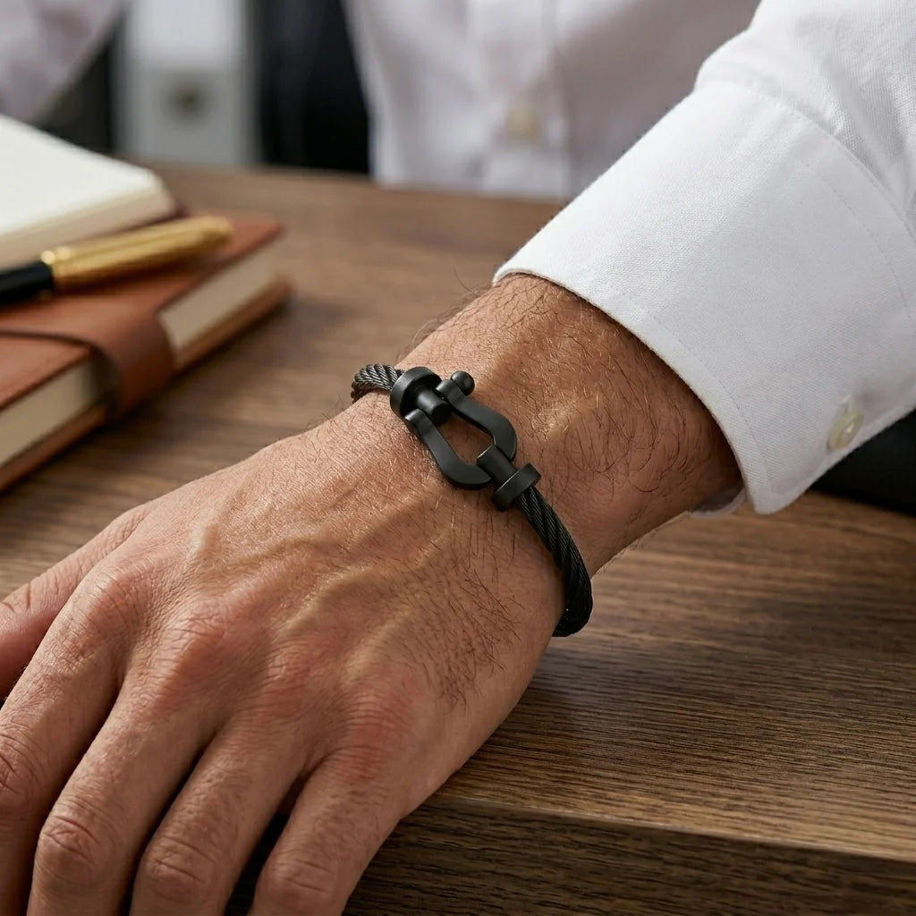 BRACELET CABLE NOIR ( FRAD)